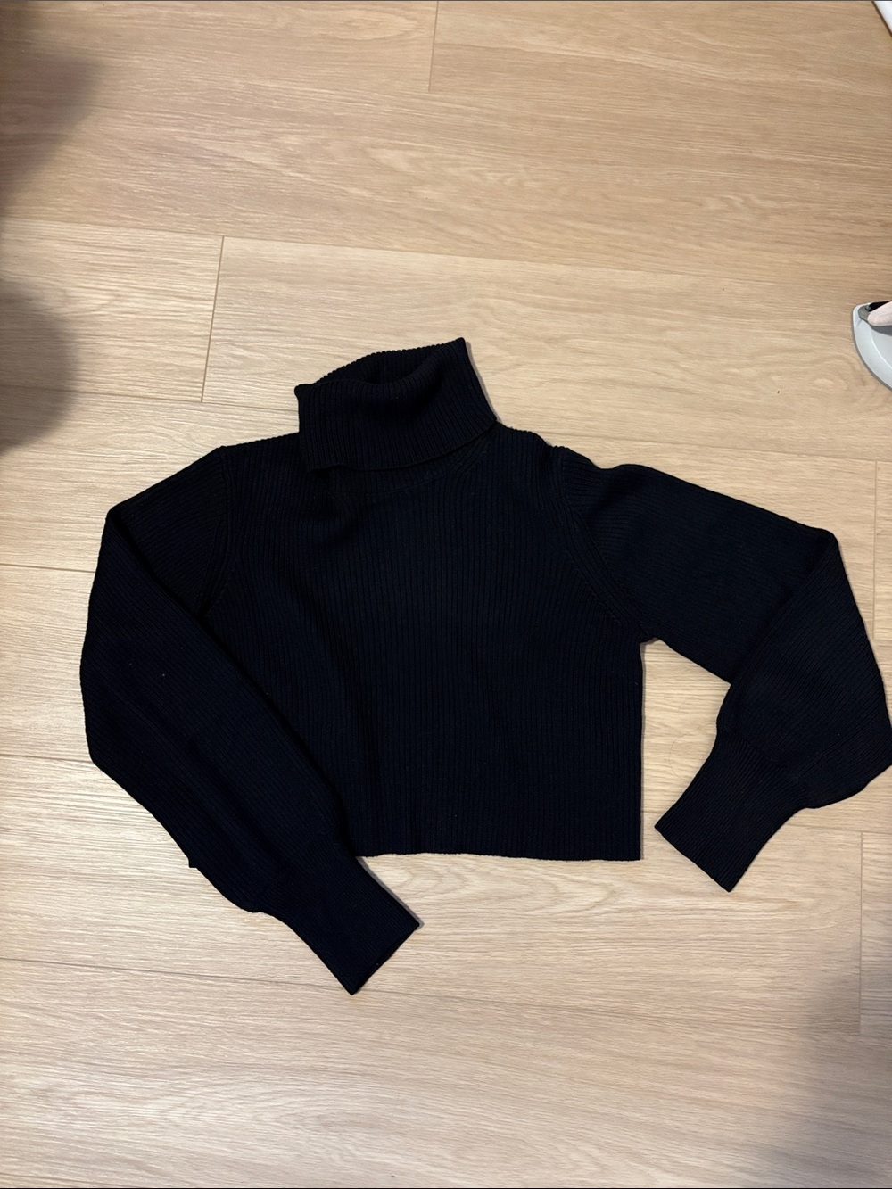 Wilfred Black Cropped Turtleneck Sweater